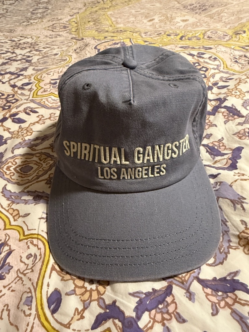 Spiritual Gangster Blue Gray Embroidered Los Angeles Trucker Hat Adjustable